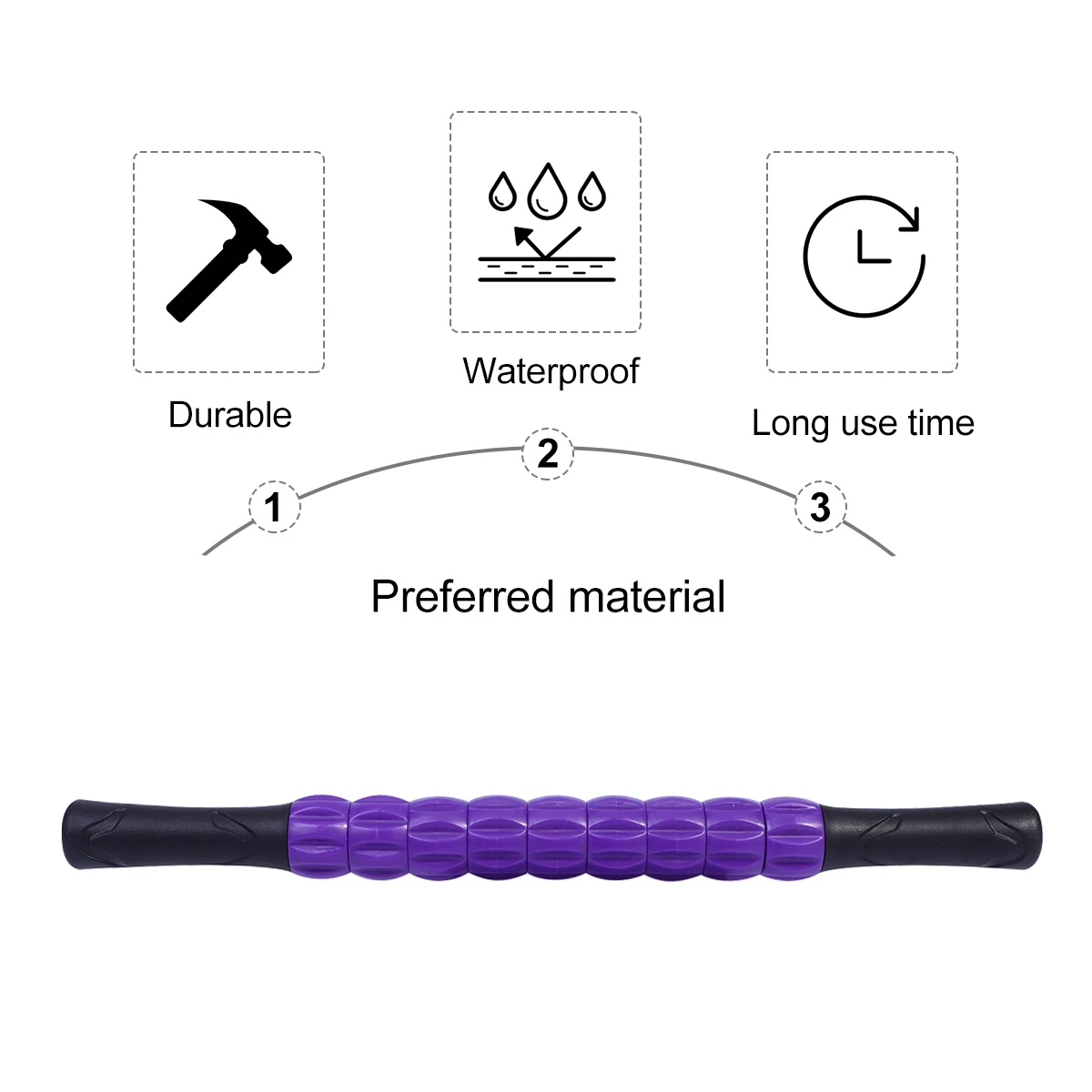 

1PC Massage Roller Stick Ergonomic Handle Portable Muscle Relaxation Tool for Thighs Calves Home Use Plastic