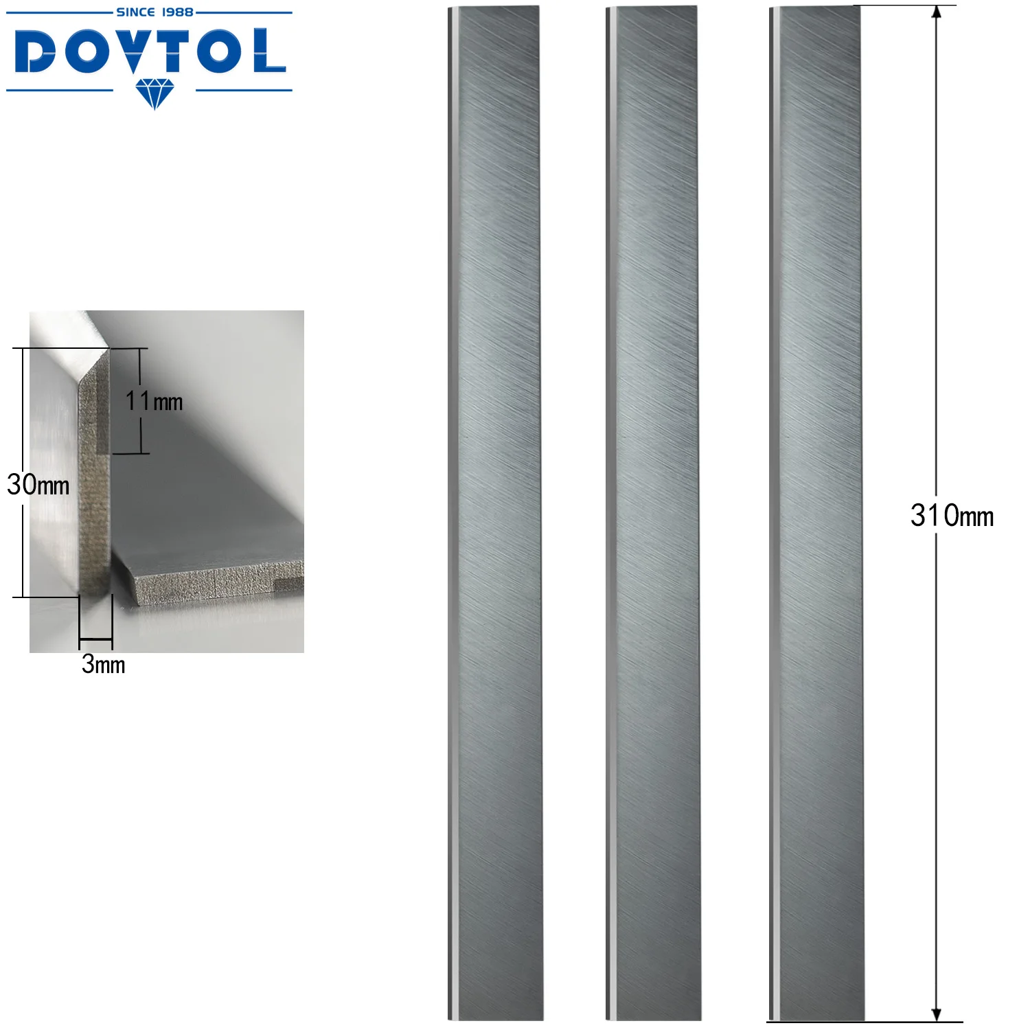 TCT Planer Blades 310x30x3mm jointer Knives 3pcs set Replacement for 4-side planer Vertical milling High speed press planer  etc