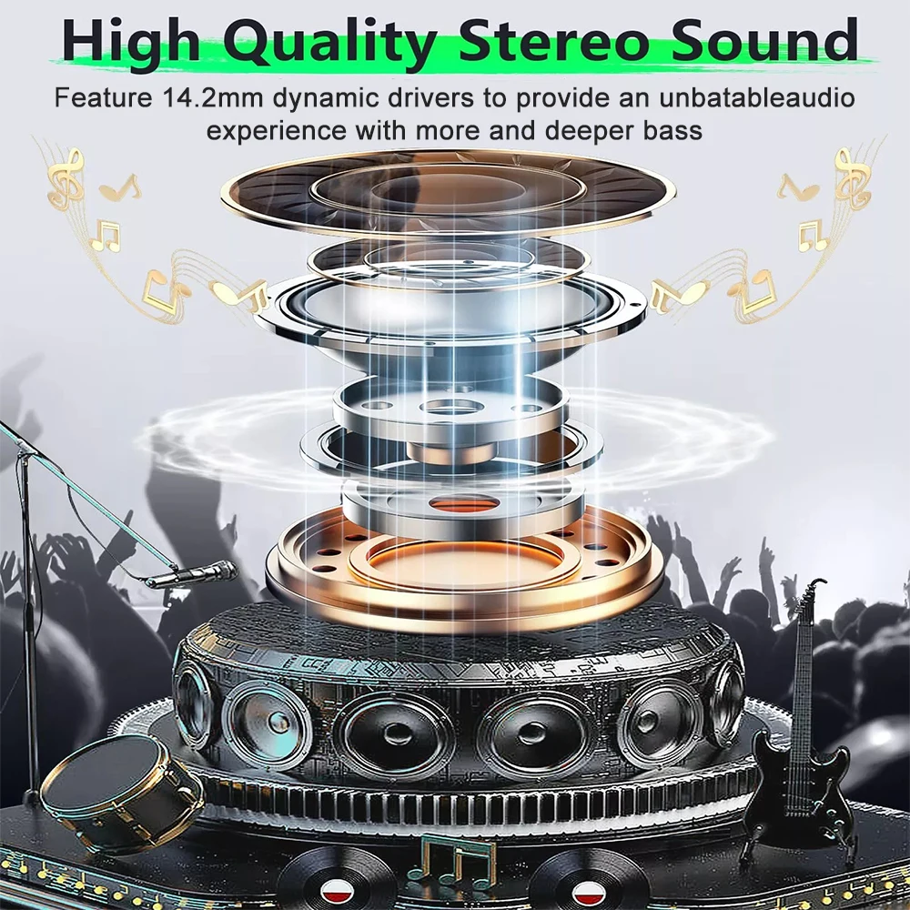 سماعات أذن مفتوحة بلوتوث 5.3 ANC سماعات إلغاء الضوضاء صوت عالي الدقة سماعات أذن لاسلكية OWS مع لهاتف iPhone Xiaomi