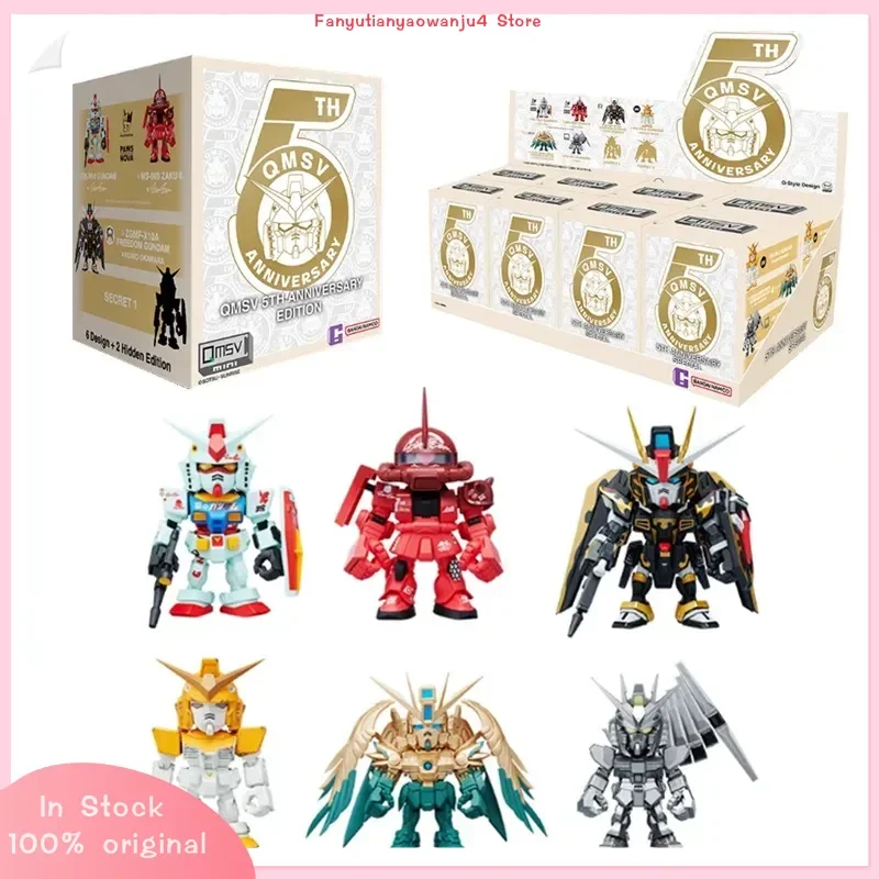 

Original Bandai Gundam Blind Box Qmsv 5th Anniversary Special Toy Mystery Box Rx-78-2 Zaku Freedom Xxxg-00w0 Action Figure Gift