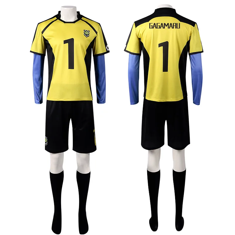 Costume de Cosplay Anime Gagamaru BLUELOCK, maillot jaune, short, chaussettes, vêtements de Football, vêtements de fête d'halloween et de noël