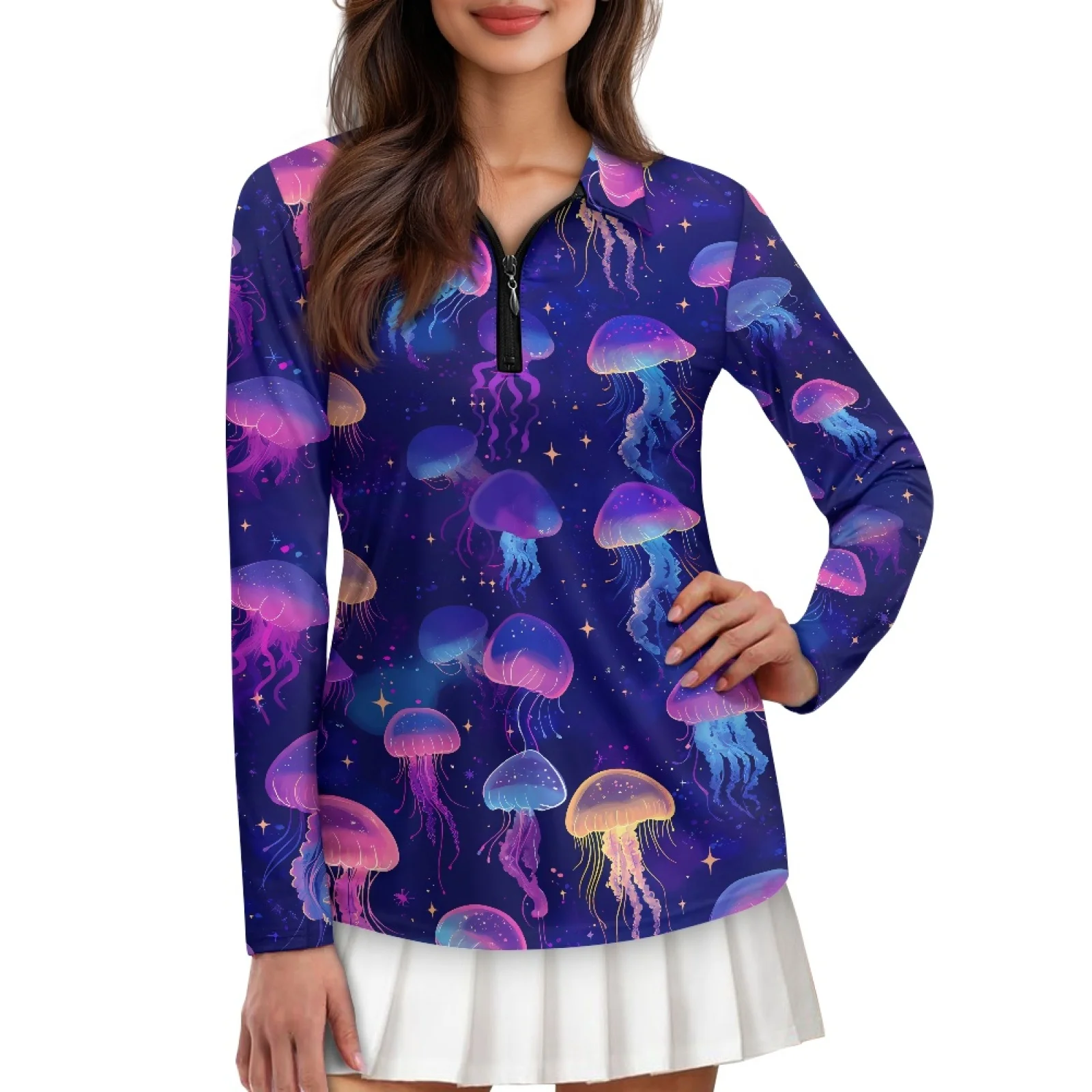 PENSTROLL jellyfish Womens Athletic Golf Hiking Shirts Tops Running Yoga Pilates Top Athletic Shirt for Casual