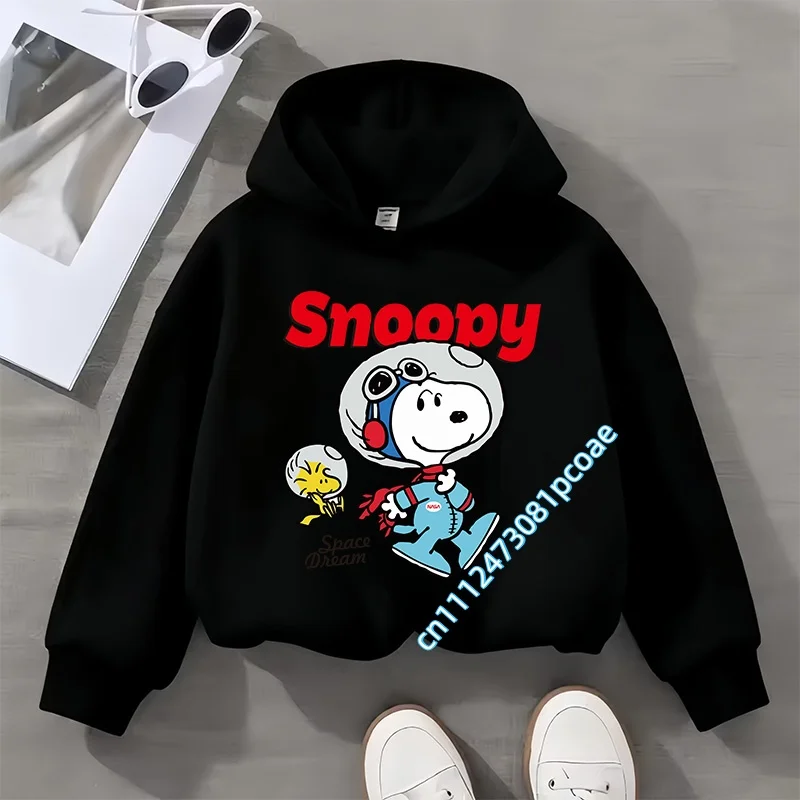New with cartoon print, long sleeve, autumn/winter collection Snoopy children's hooded sweatshirt for boys, girls, casual top