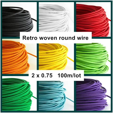 100meters 2*0.75mm Vintage Electrical Wire Textile Cable Edison Vintage Lamp Cord textile Retro Pendant Light Lamp Wire