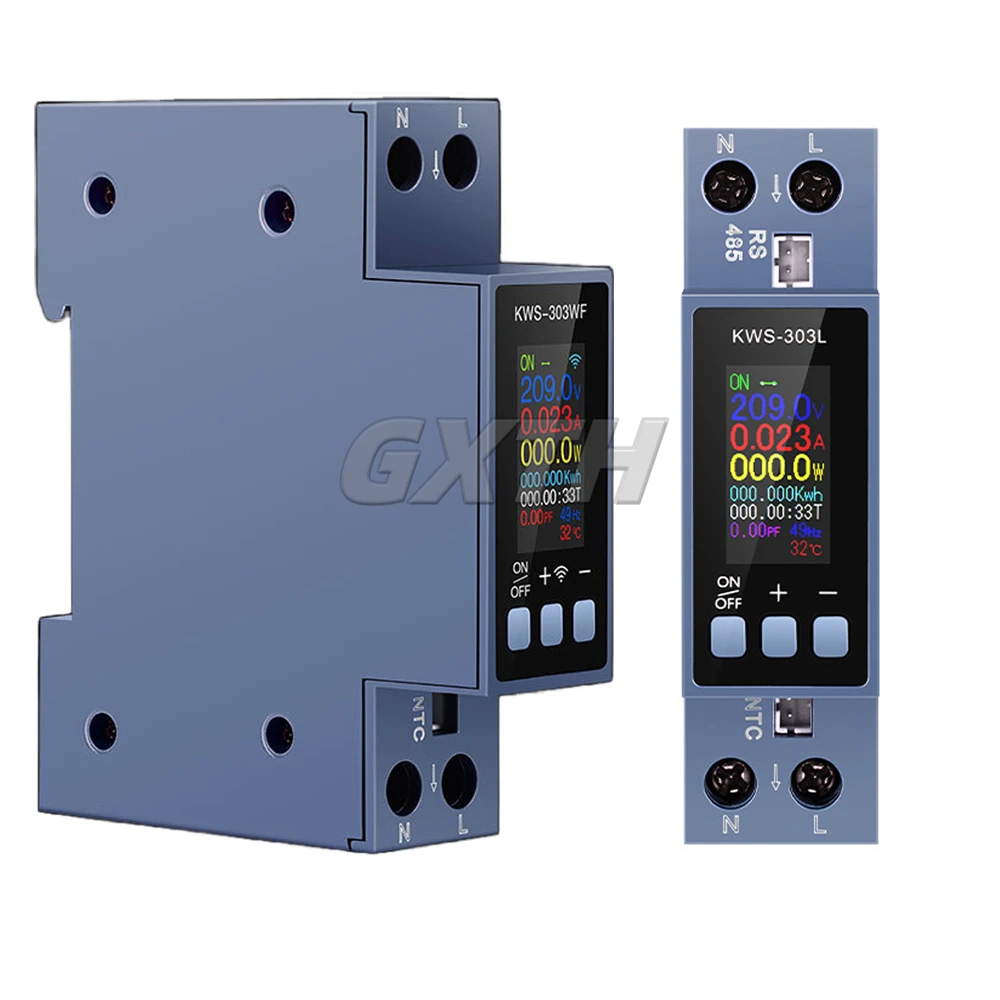 

AC100-290V 0-40A 8-in-1 Digital Voltage Ammeter Tuya WIFI Energy Meter Frequency Meter Timer Smart Life Remote Control KWS-303