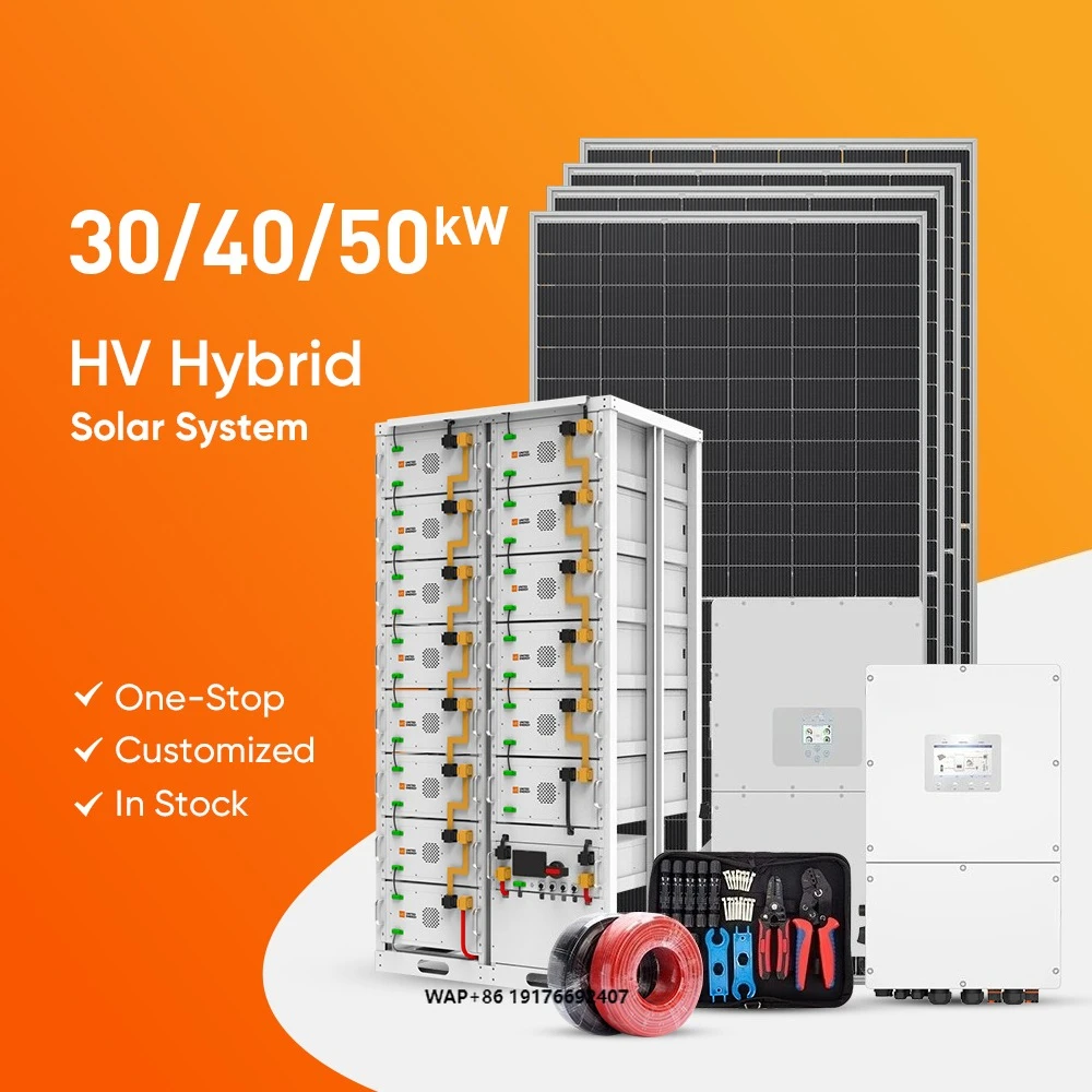 HV 40kWh 100kWh 200kWh Lithium Ion Battery 6000 Cycles Commercial Hybrid Solar System 30kW 40kW 50kW 630W ‘TOPCon Bifacial Panel
