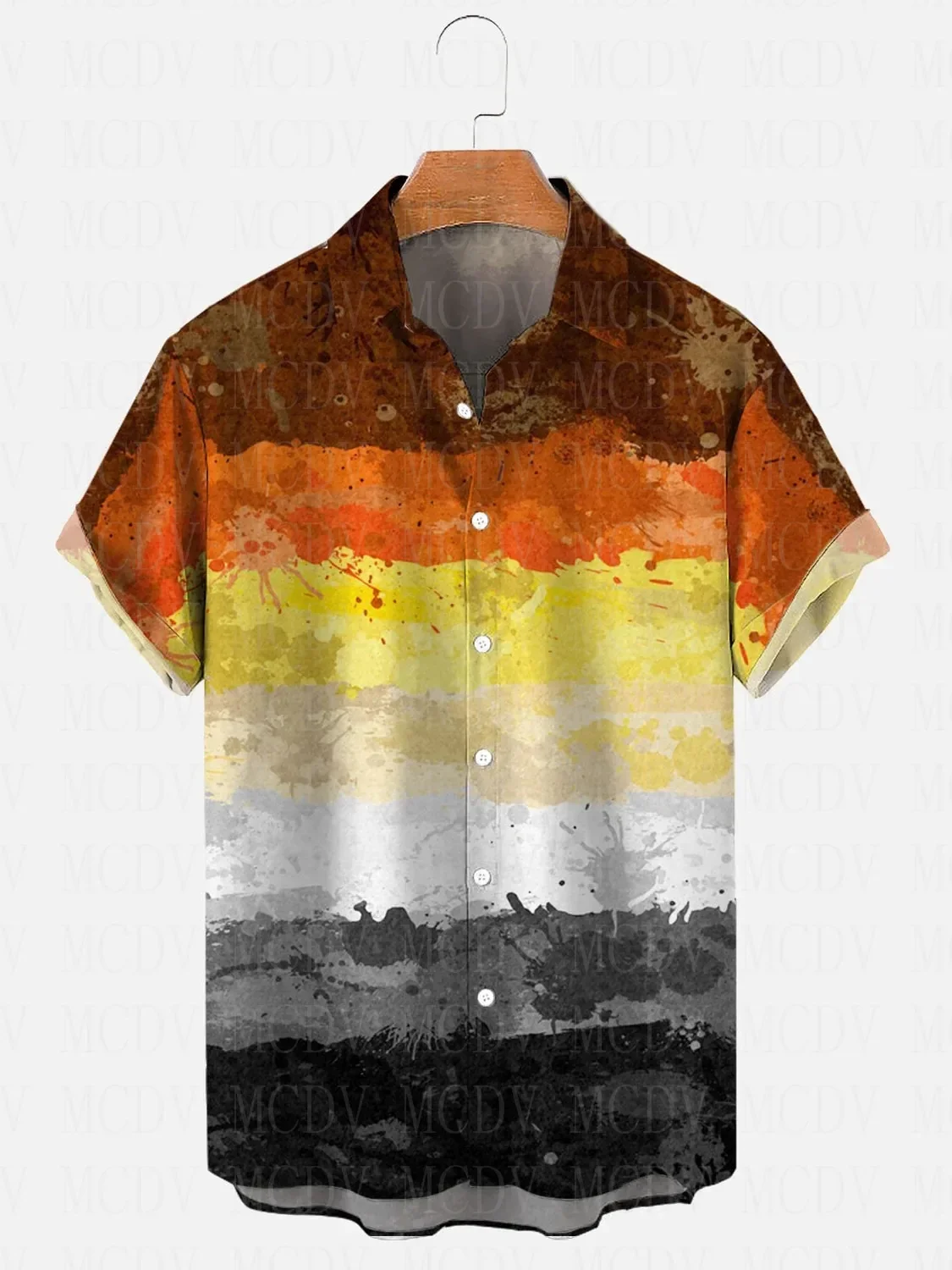 Bear Flag Lattice Printed Pocket Short Sleeve Hawaiian Shirts Summer Women For Men Tops