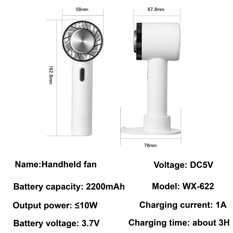 Mini Ventilador de Mão USB, Portátil, Elétrico, Escritório, Dormitório, Multiuso, Exterior, Viagem, Refrigerador de Ar, Três Velocidade, Velocidade do Vento