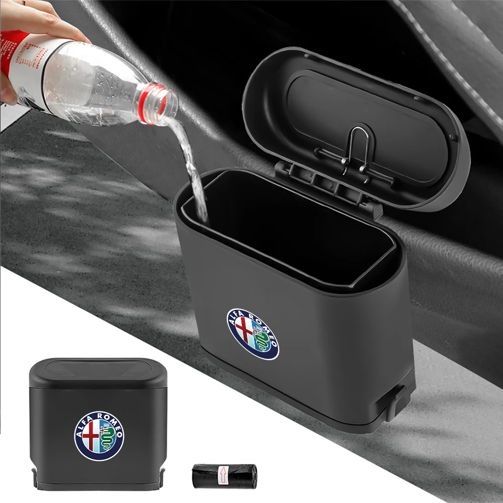 Plastic Car Trash Can Garbage Dustbin Storage Box Auto Accessories For Alfa Romeo Giulietta GT 159 147 156 Mito Brera Giulia F1