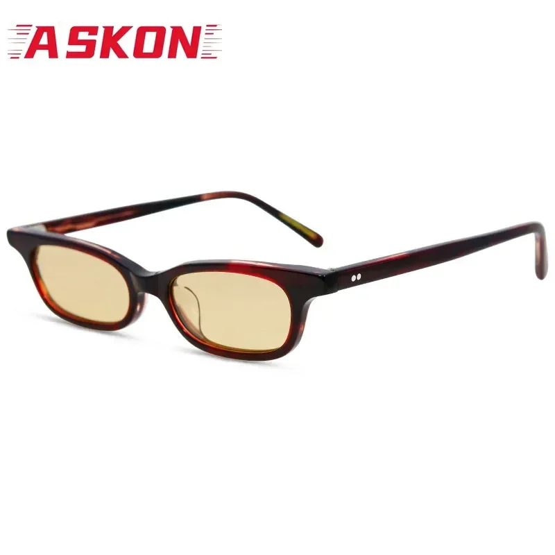 ASKON 2026New Top Quality Summer Thin Acetate Blue Sunglasses Men Square Glasses Women Classic UV400 Travel Outdoor Eyewear Man