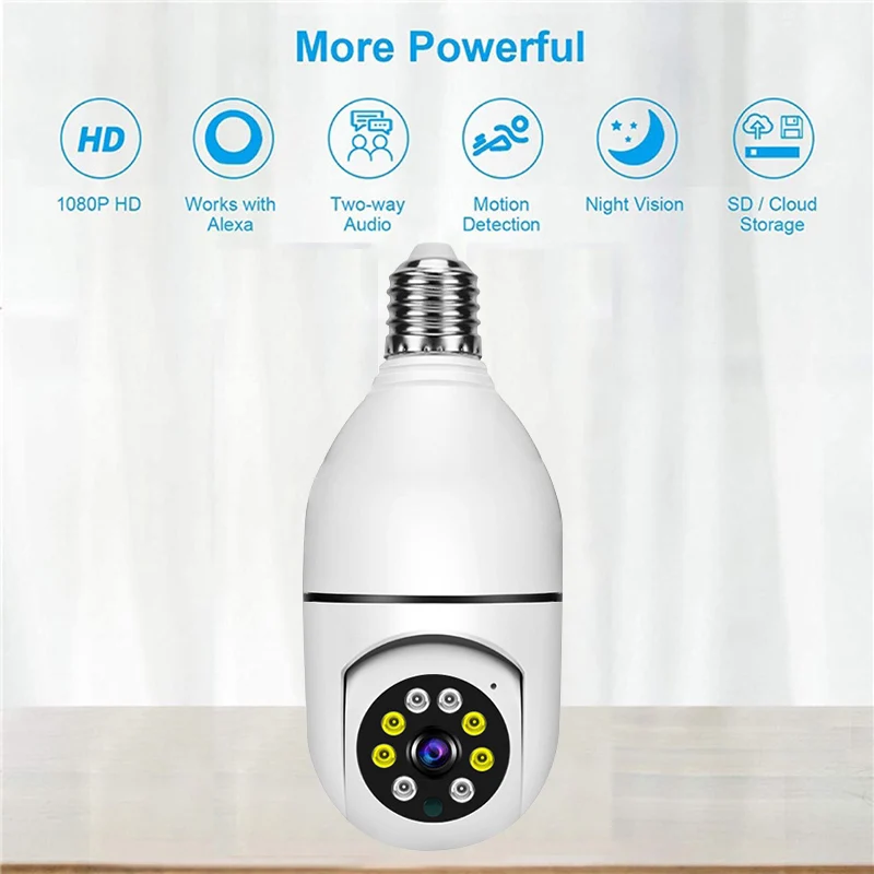 1080P HD E27 Bulb Surveillance Camera Anti-theft Outdoor Indoor Security Monitor Wireless WiFi Camera Night Vision Audio IP Came