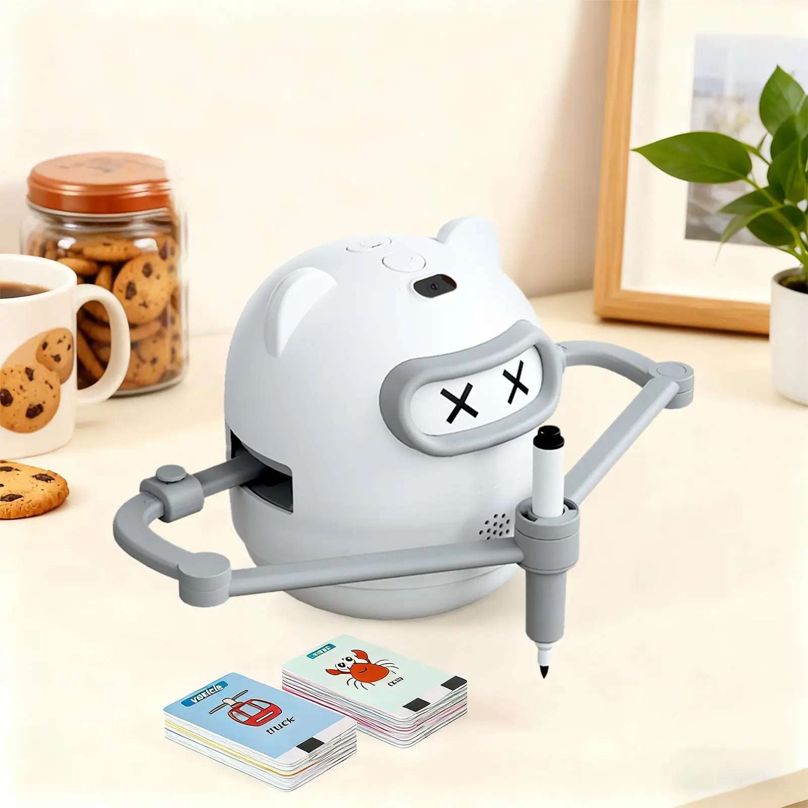 Interaktywny robot do rysowania dla dzieci, zabawka edukacyjna, robot malujący z 100 kartami i 12 markerami dla dzieci w wieku 3-10 lat, nastolatków, chłopców i dziewcząt.