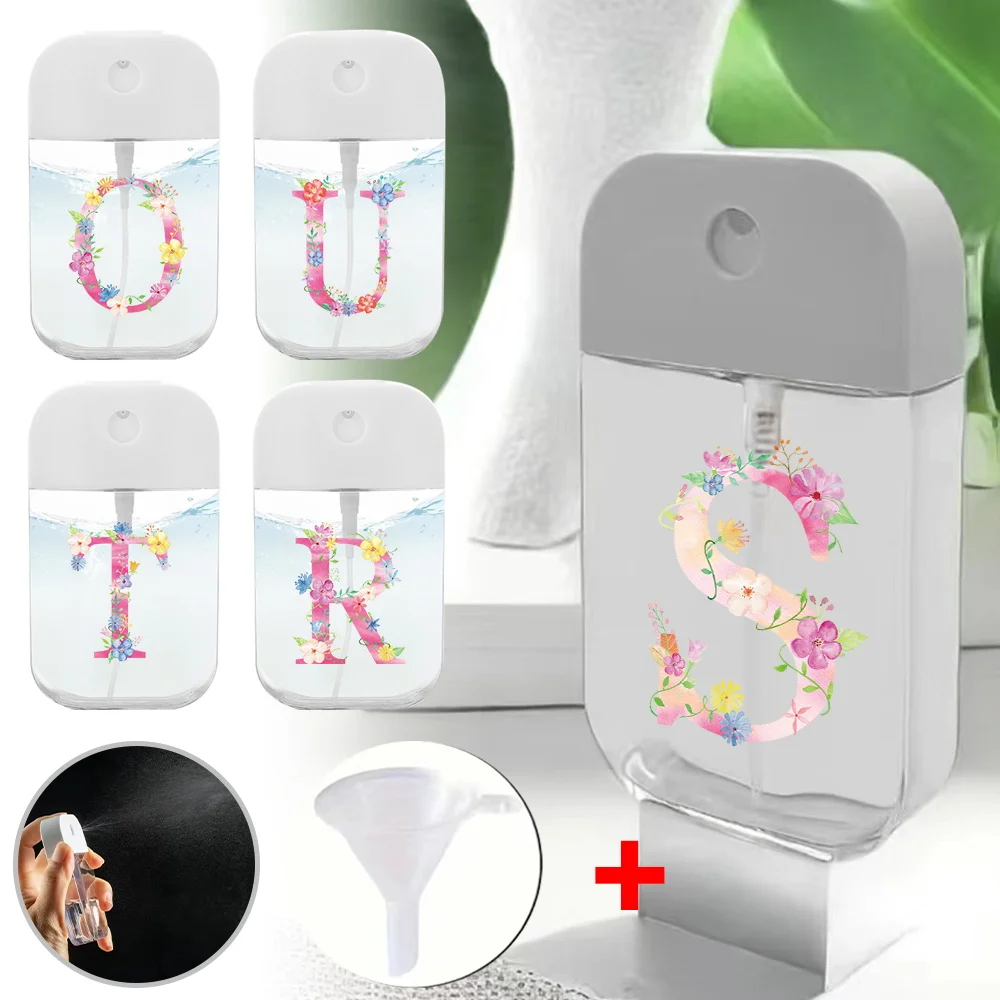 

Refillable Bottling Card Spray Bottle With funnel Perfume Alcohol Hand Sanitizer Liquid Sub-Packing Bottle Pink Letter Pattern