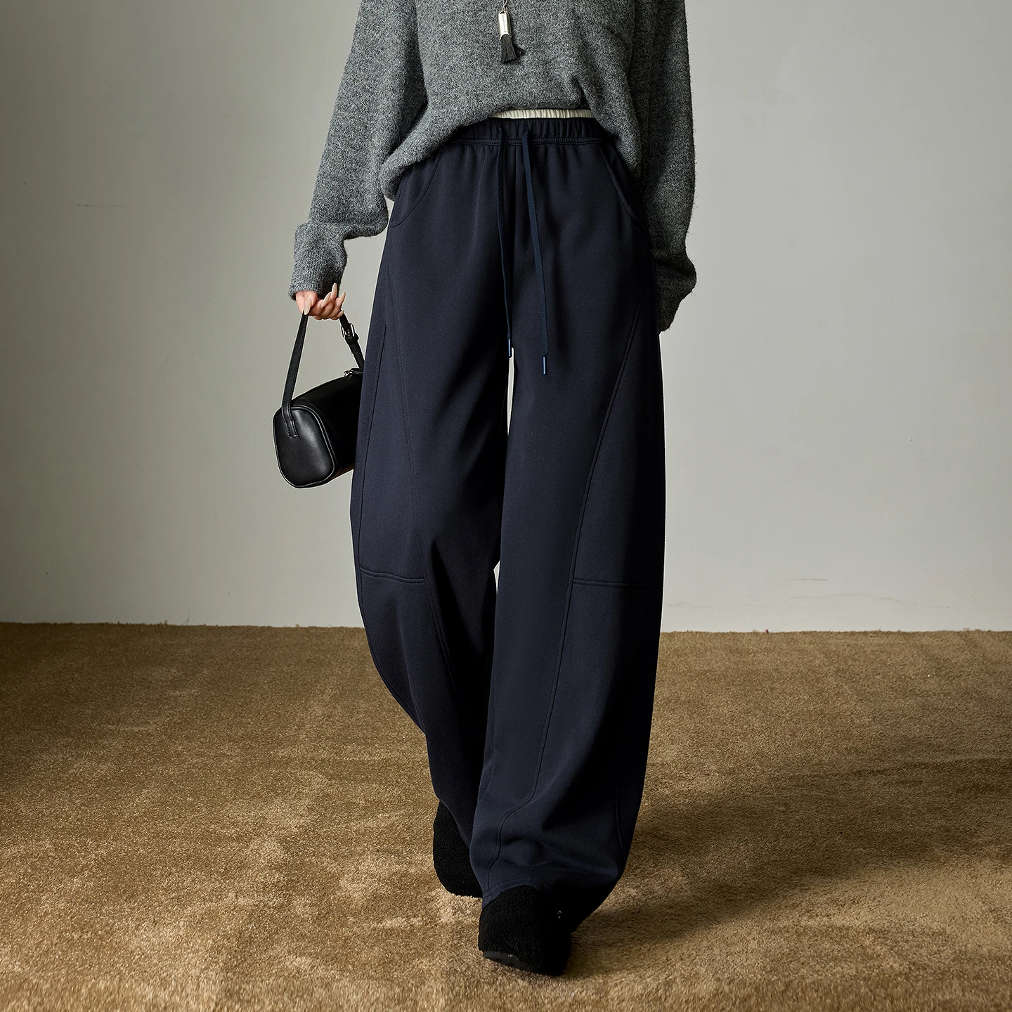 TOYOUTH سراويل تقليدية قطنية نسائية 2025 شتاء جديد اللون حجب الخصر تصميم سبليت على شكل كمثرى الورك يخفف الموز السراويل