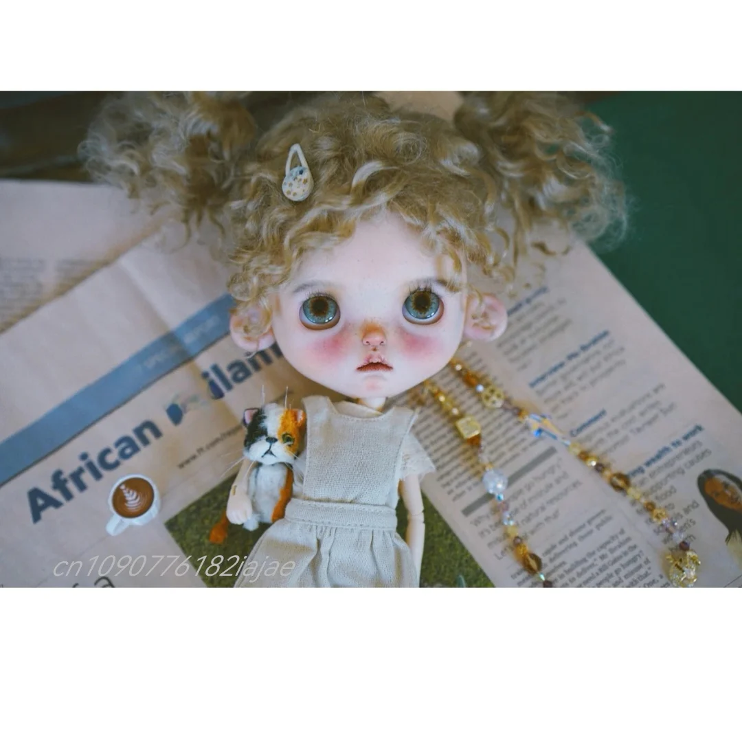 วิกผมตุ๊กตาสำหรับตุ๊กตาบลายธ์ คิวเบบี้ โมแฮร์ ทรงผมเปียแบบ Exploding Cannon ลอนผม ขนาด 9-10 นิ้ว อุปกรณ์เสริมสำหรับตุ๊กตา