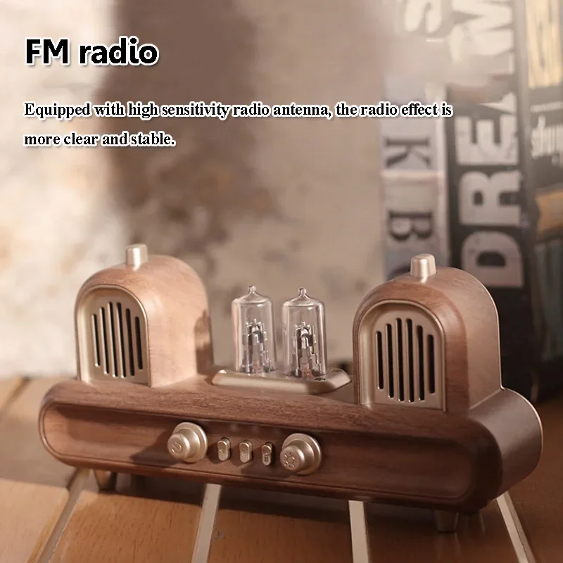 Portable Vintage Bluetooth Speaker Wireless Stereo Soundbar Wireless Music Player with Atmosphere Light Support FM TF USB AUX