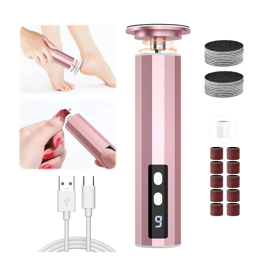 

Electric Foot Callus Remover 2 in 1 Rechargeable Foot File for Feet Nails 9 Speed Controller Callus Remover with Replaceable Sa
