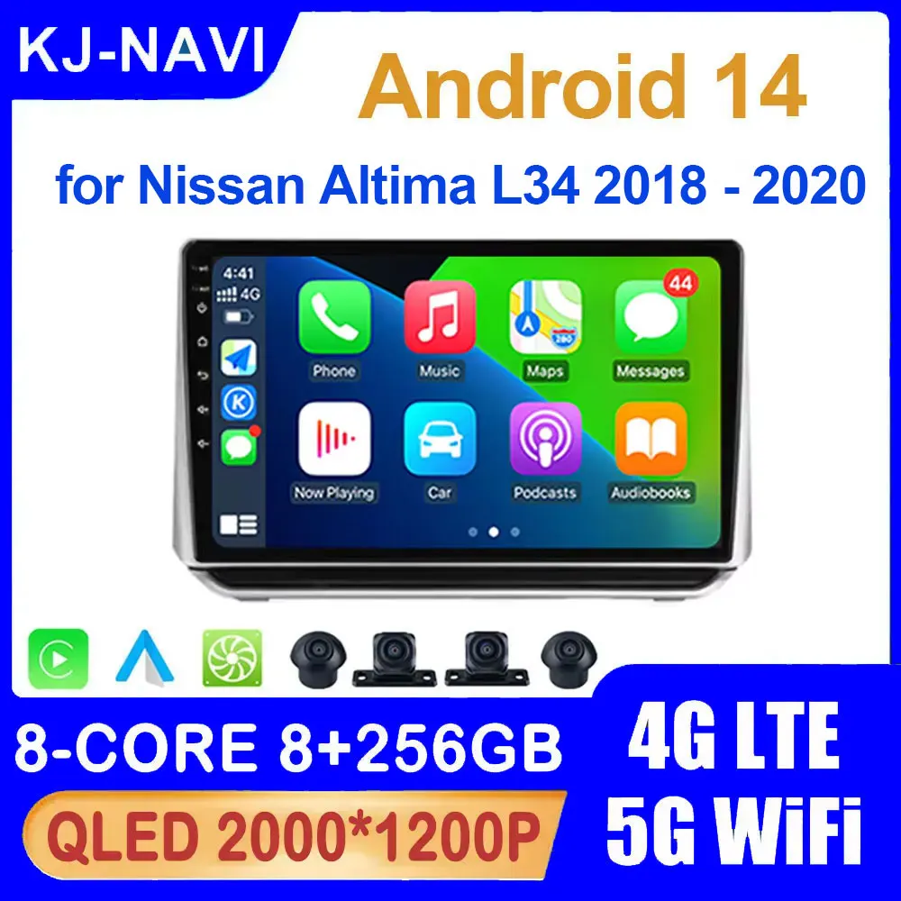 

Android 14 Car Acesssories for Nissan Altima L34 2018 - 2020 GPS Navigation Car Radio Multimedia Video Player 4G LTE 5G WiFi