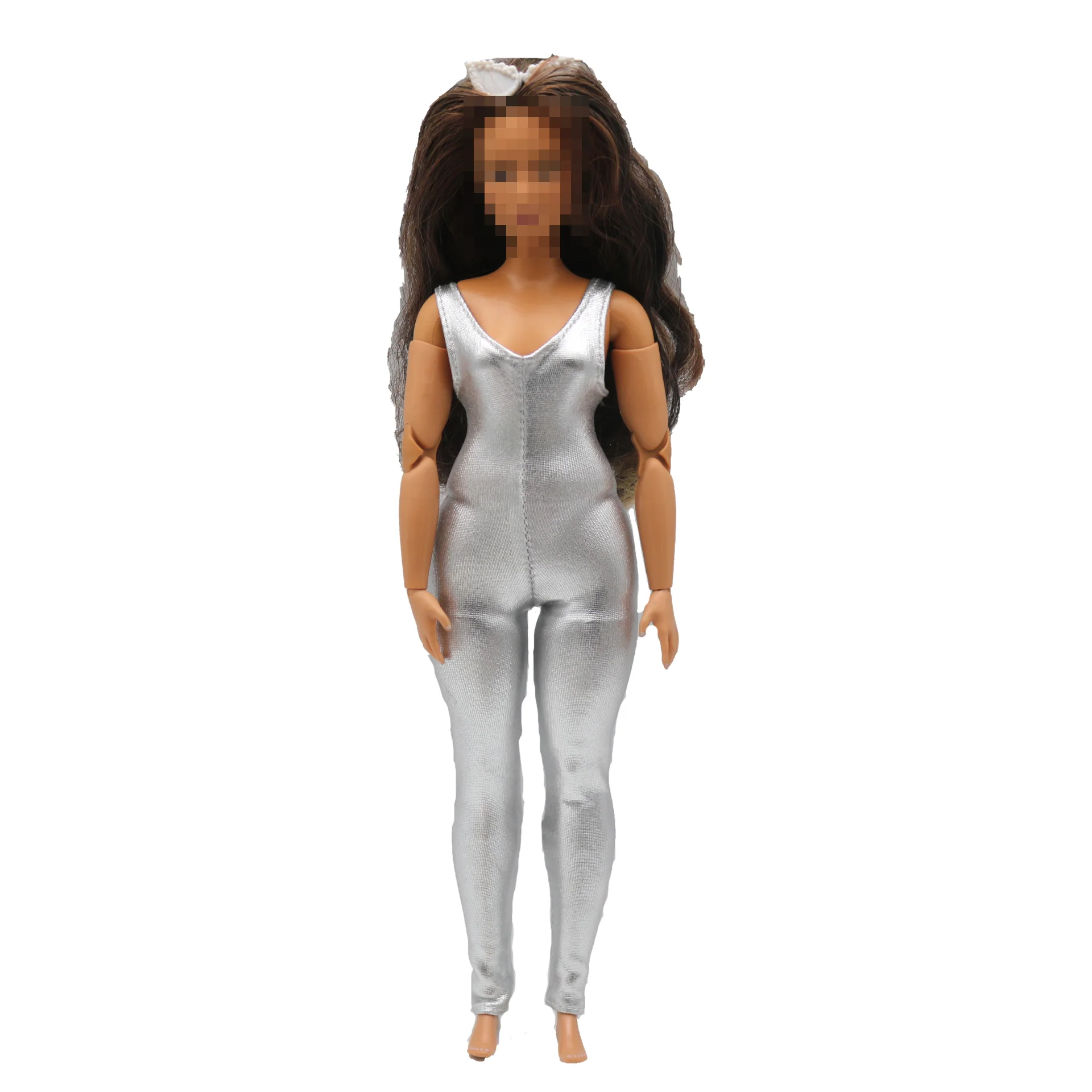 New 30cm 1/6 Doll Faux-leather skinny stretch-shine jumpsuit Daily Wear Accessories Clothes for Barbies doll