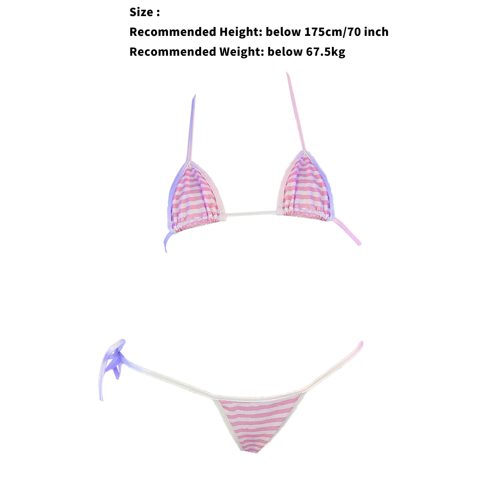 Dames stijlvol gestreept bikinibadpak zonder vulling halter bh-top met T-back slips lakleren lingerieset met veters