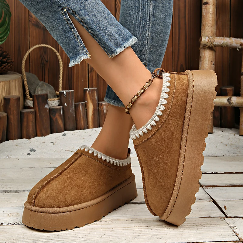 Winter Thick Sole Warm Snow Boots Women Comfortable Non Slip Platform Cotton Padded Shoes Woman Plus Size 43 Plush Short Booties view 4