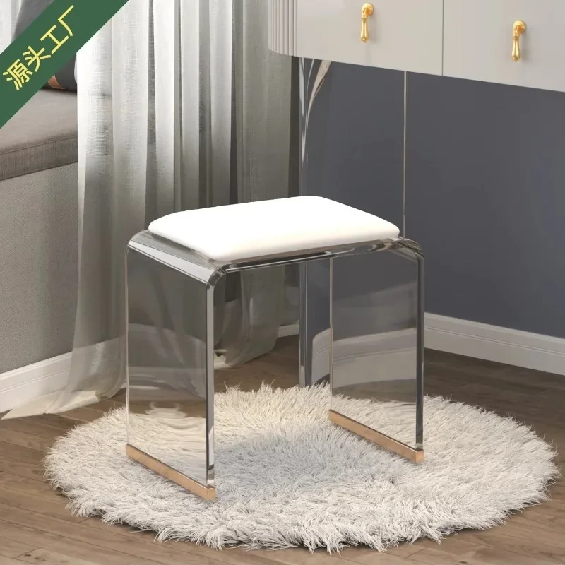 Acrylic  transparent makeup  shoe changing door home, fitting room square stool dressing stool chair