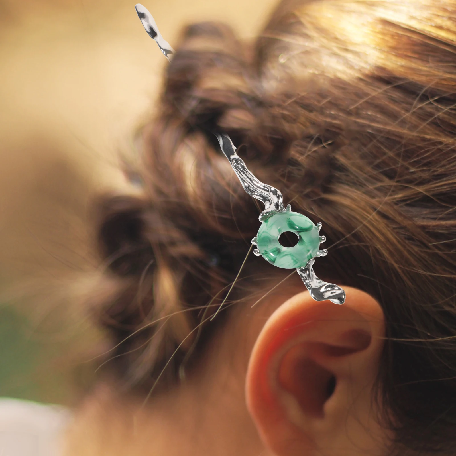 

2pcs Retro Jade Hair Stick Elegant Bun Holder Smooth Edges Classic Headdress Hair Chopstick Perfect for Party Ceremony Daily