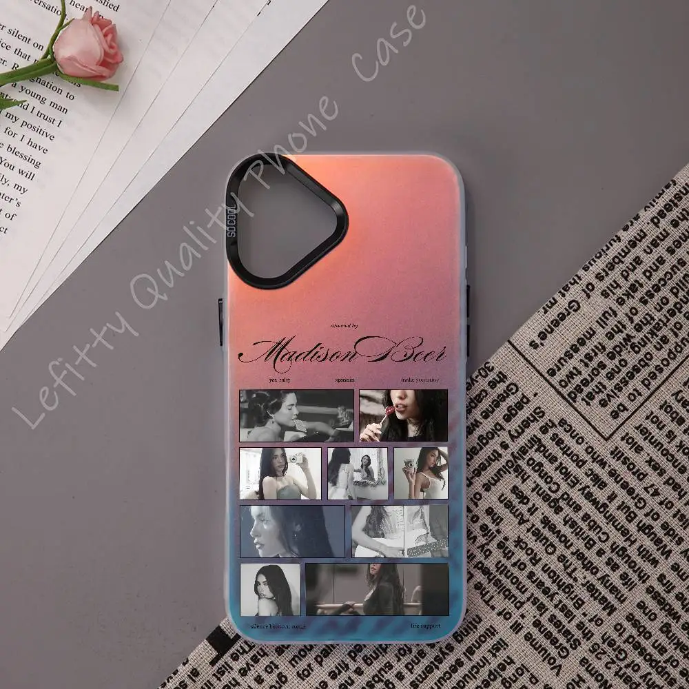 

M-Madison BeerS Singer Phone Case For IPhone 16 15 14 13 12 11 Pro Max Matte Aurora Multicolor Laser Metallic Gradient Funda