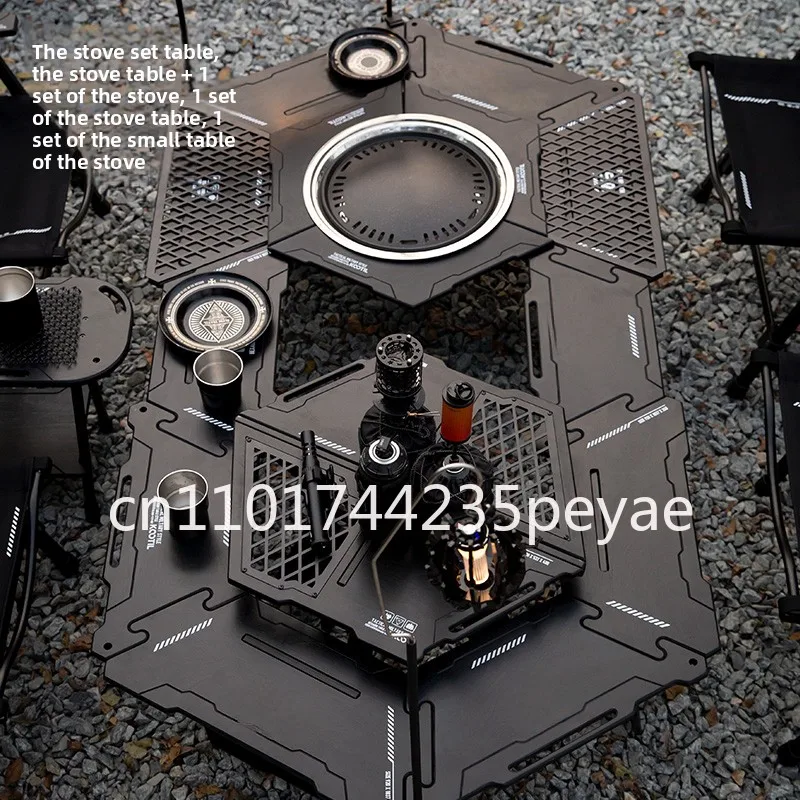 

Уличная плита, чайный столик, многофункциональный шестиугольный круглый деревянный стол для кемпинга, съемный складной стол для барбекю