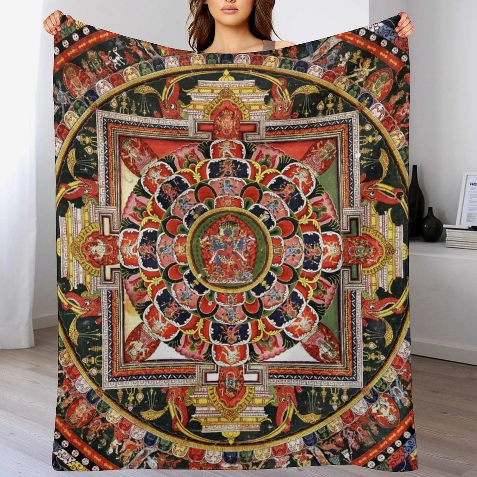 

Buddhist Chakrasamvara Mandala41 Throw Blanket for winter Furry Blankets