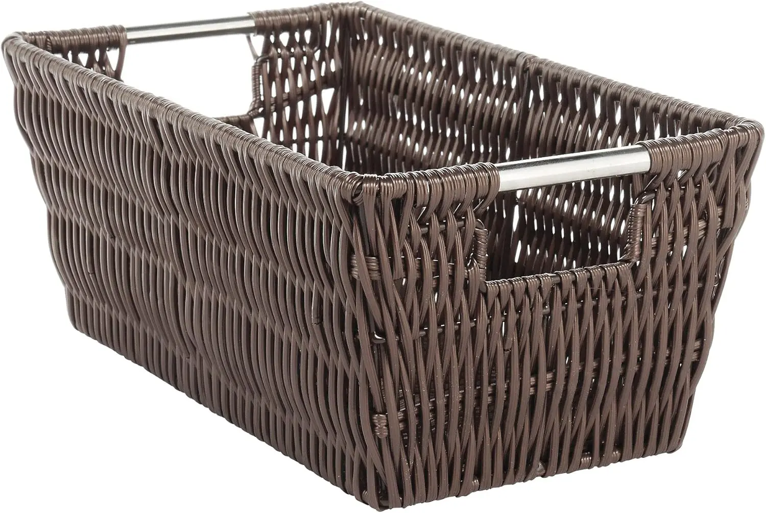 

Compact Storage Tote with Rattan Design, Ideal for Organizing Small Items in Home or Office