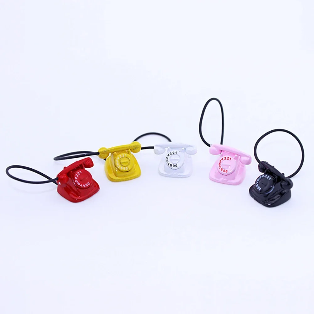 1/12 Poppenhuis Miniatuur Metalen Roterende Telefoon Mini Vaste Telefoon Model Speelgoed voor Poppenhuis Accessoires Decoratie ob11 bjd