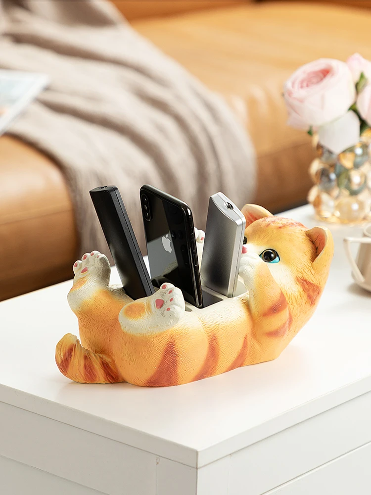 

Cat mobile phone storage box porch living room bedroom ornaments home decor coffee table creative furnishings