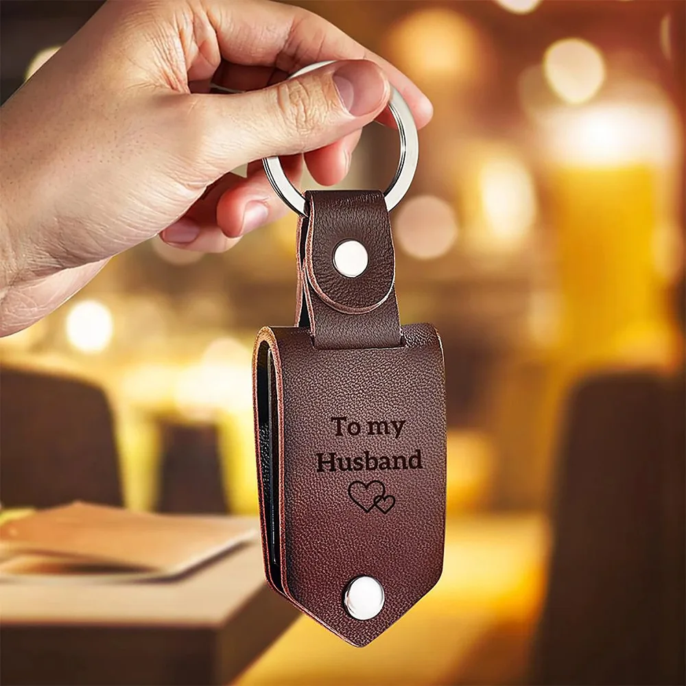 Kunden spezifische Foto Leder Schlüssel bund Edelstahl personal isierte UV-Farbdruck Bild Schmuck Mode Vater Geschenke Gravur