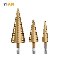 HSS Straight Fluted Pagoda Step Drill 3Pcs  5Pcs 6Pcs Cloth Bag Hex Shank Reamer Bit Set Titanium Coated Wood Metal Hole