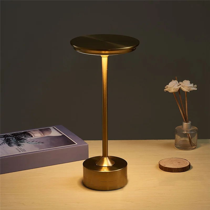 

ABLA-1Set Simple Retro Desk Lamp Restaurant Bar Decor Touch USB Rechargeable Desk Lamp Night Light Gold