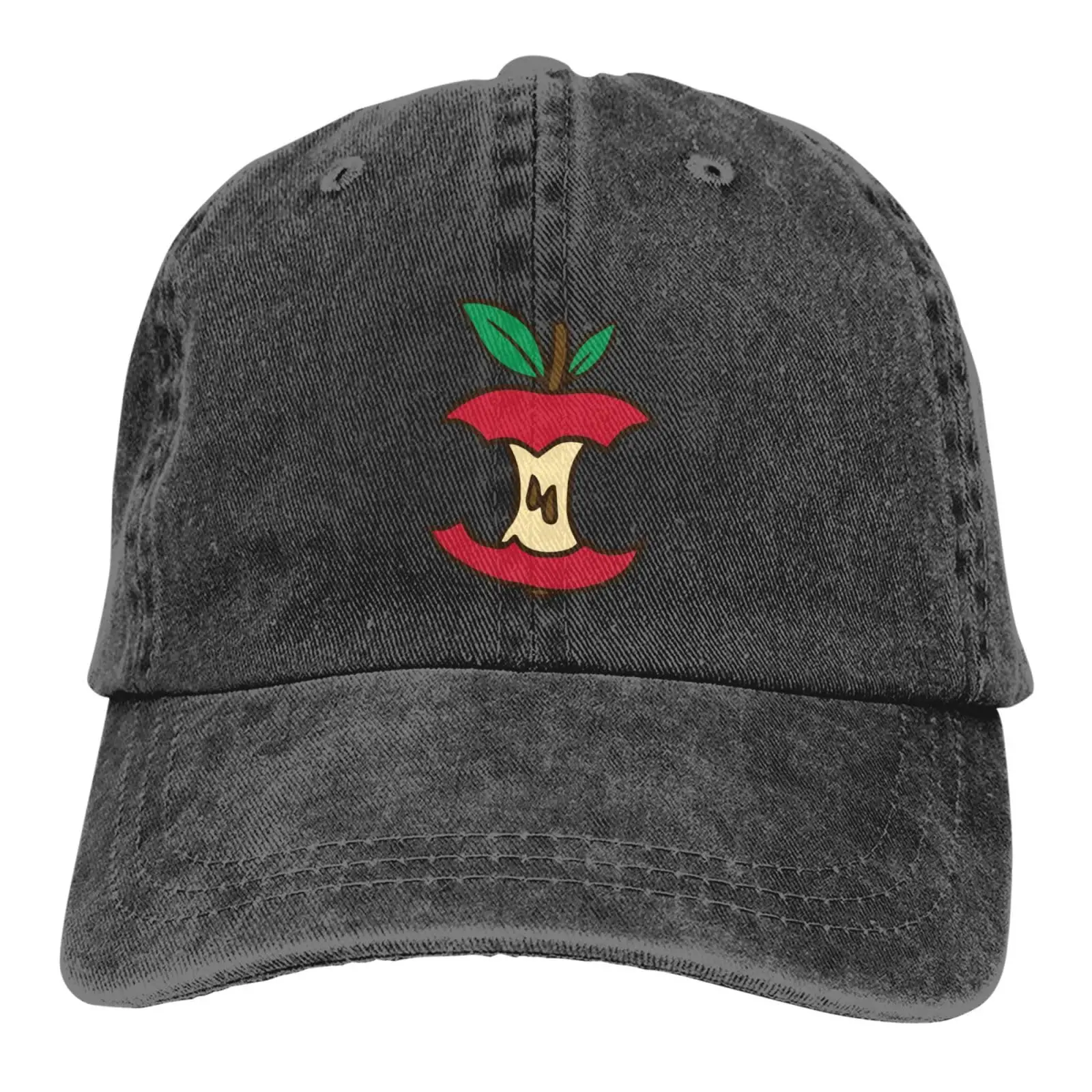 Funny Bitten Apple Baseball Cap for Men Women Denim Hat Washed Cotton Fashion Cap Unisex Adjustable Sports Outdoor Streetwear