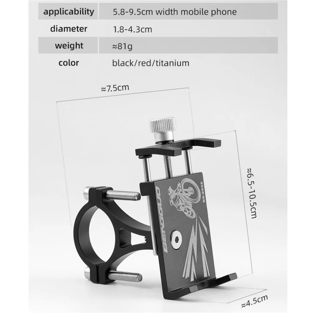 Bike Phone Mount Holder Sturdy Aluminum Alloy Bike Handlebar 360° Rotation Phone Base Shakeproof Stand For 5.8-9.5CM Phones