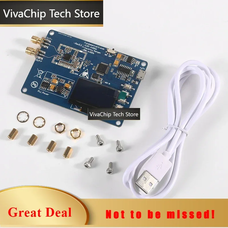 VivaCTADF4351 35MHz-4400MHz RF Signal Generator Sweep Frequency Generator PLL With OLED Display Battery USB Cable