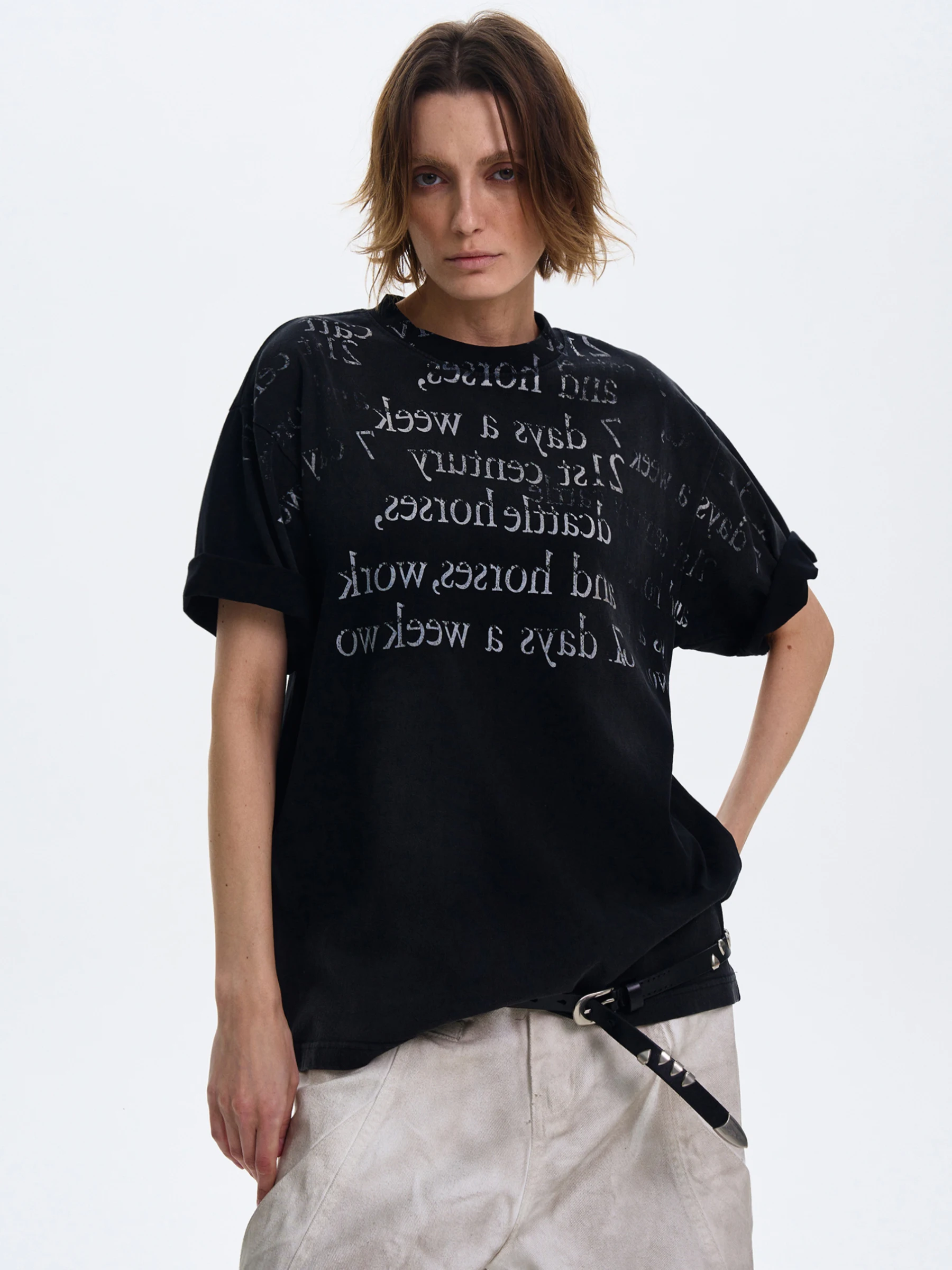 

MADWITCH Original American Vintage adient Letter Print T-irt ex Loose Cool Design ort Sve Trendy round Ne