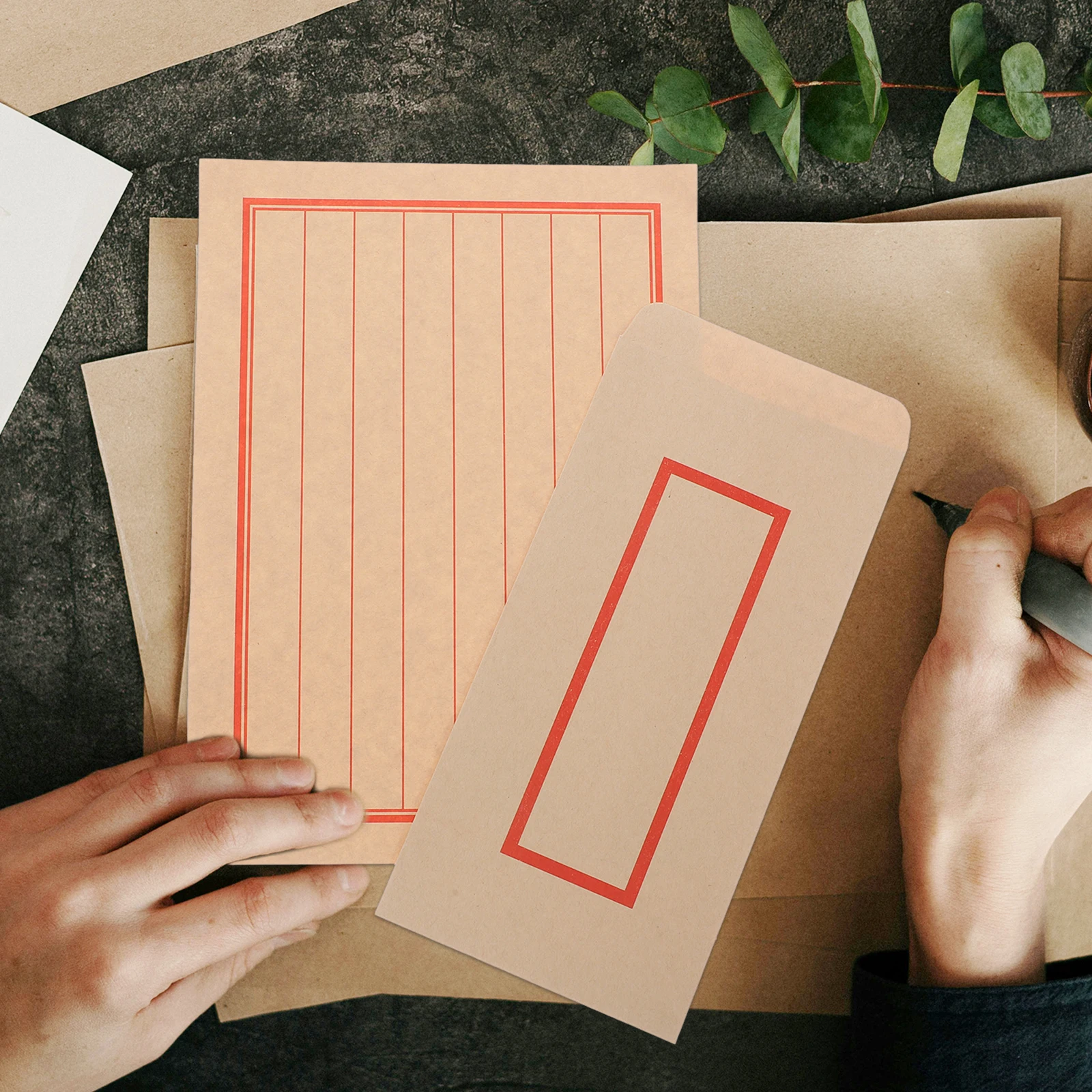 

44 Pcs Retro Envelope Letter Paper Set Blank Stationery Cards with Envelopes and Calligraphy Business Kraft Cash Rice Self Seal