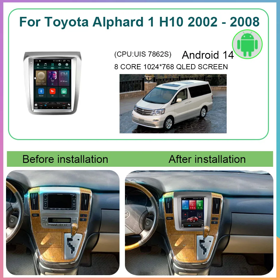 8 + 256GB أندرويد 14 راديو السيارة لتويوتا ألارد 1 H10 2002 - 2008 Carplay مشغل فيديو الوسائط المتعددة الملاحة واي فاي