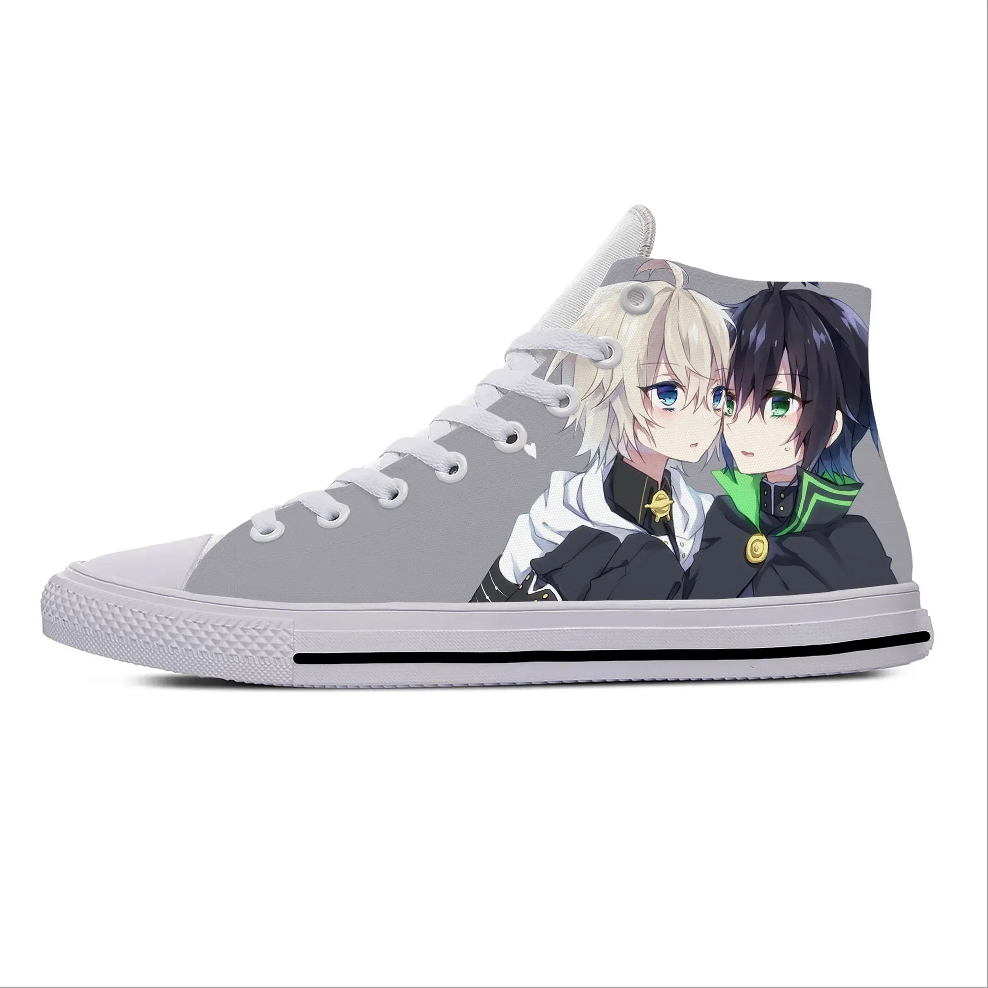 Sapatos casuais de anime japonês para homens e mulheres, manga Owari não, serafim do fim, tênis respiráveis, top alto, leve, sapatos de tábua quente