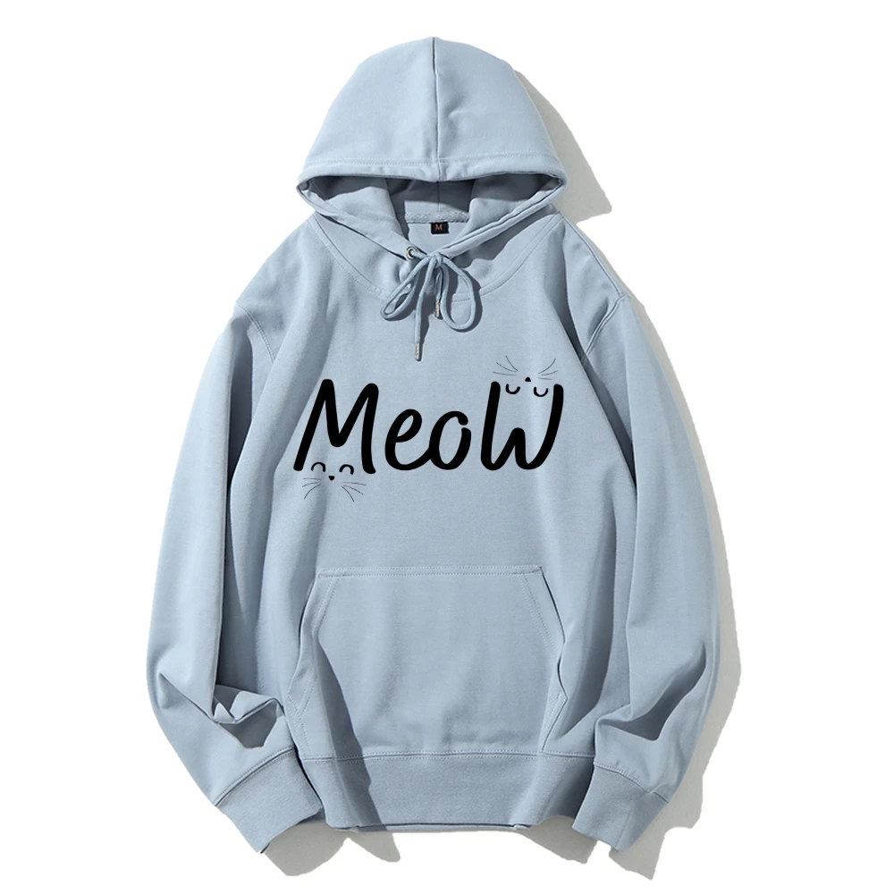 

Y2k Graphic Hoodie Meow with Cat Ears Print Cute Playful and Feline-Inspired Kpop Style Soft Fabric for Cat-Themed Casual Looks