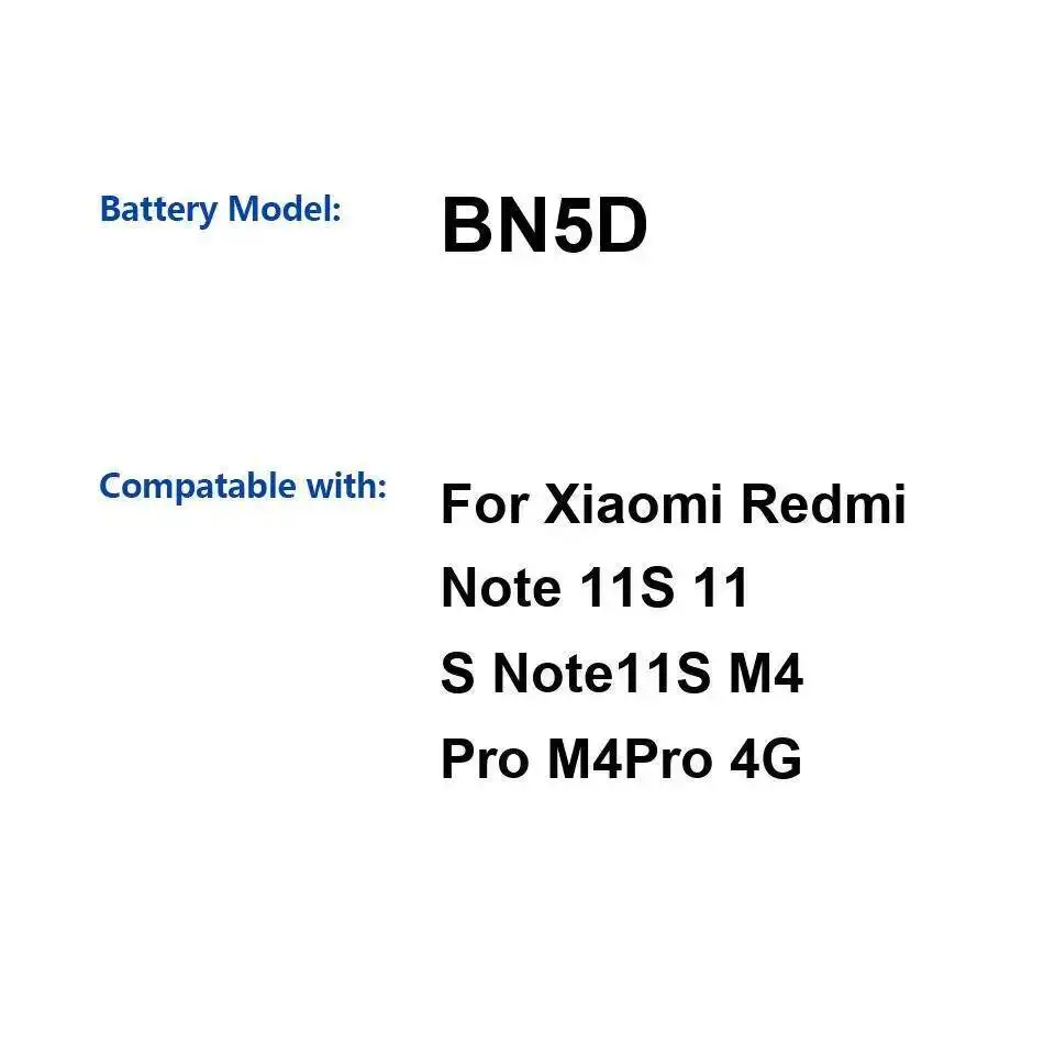 

BN5D 5000Mah Safe For Xiaomi Redmi Note 11S M4 Pro 4G Mobile Phone Battery High-Capacity
