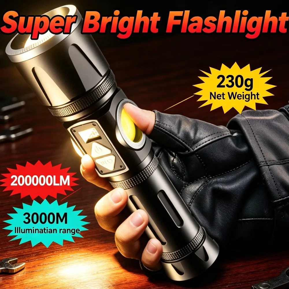 New Long‑Distance LED Flashlight Multifunctional Magnetic Attraction Torch  for Outdoor Camping Repair Emergency Scenes