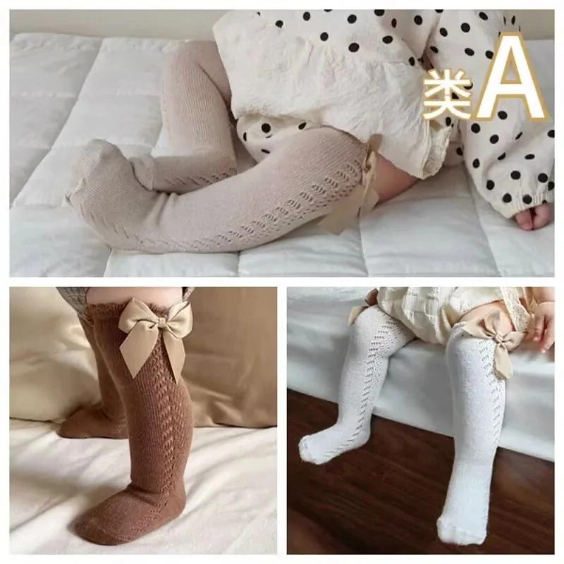 Schleifenstrümpfe für Neugeborene, rutschfeste Socken, süße Baby-Kniestrümpfe, Kleinkinder-Strumpfhosen
