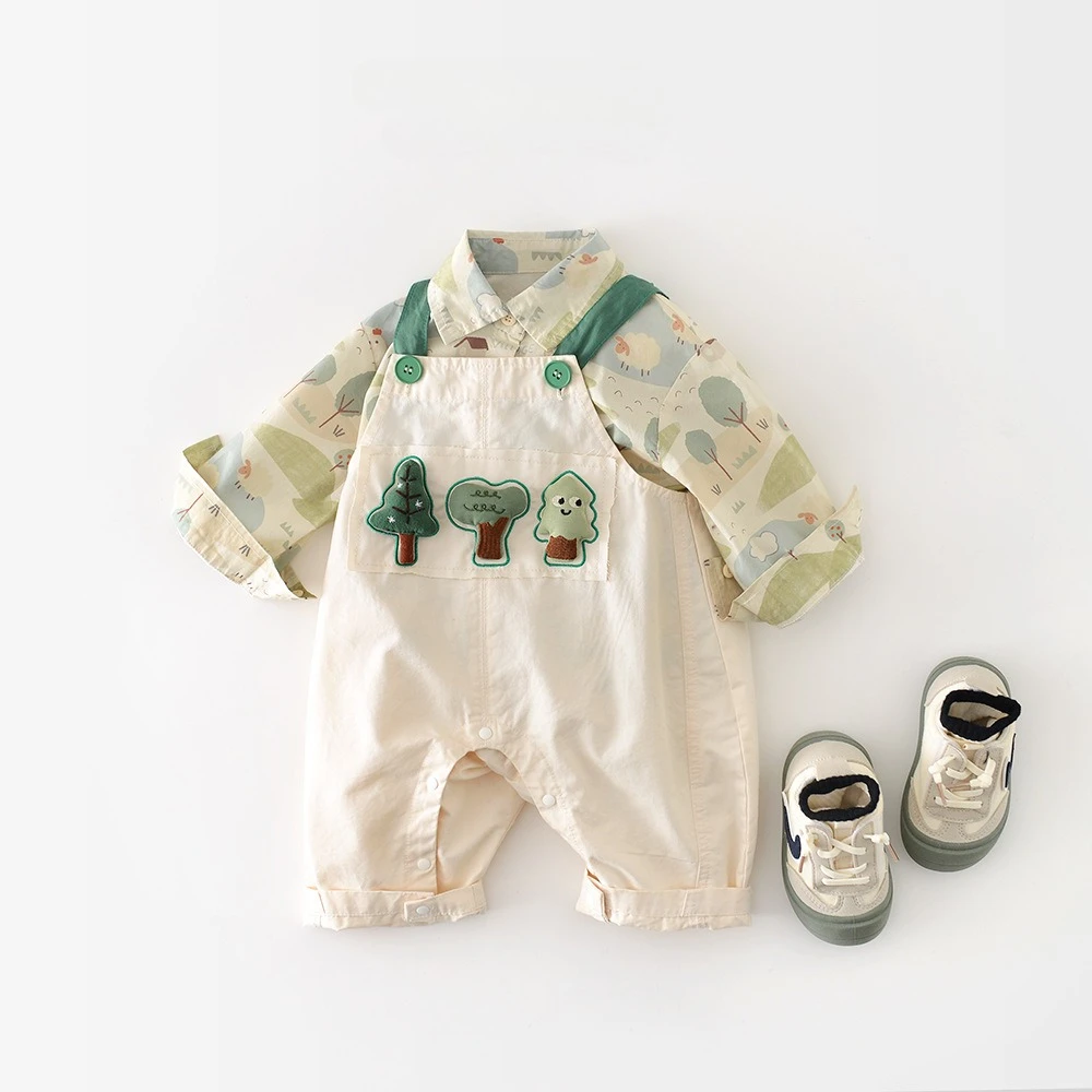 LILIGIRL 2026 Summer Baby Romper, Thin Cotton Sleeveless Jumpsuit with Animal & Tree Pattern, Adorable Overalls for Toddlers