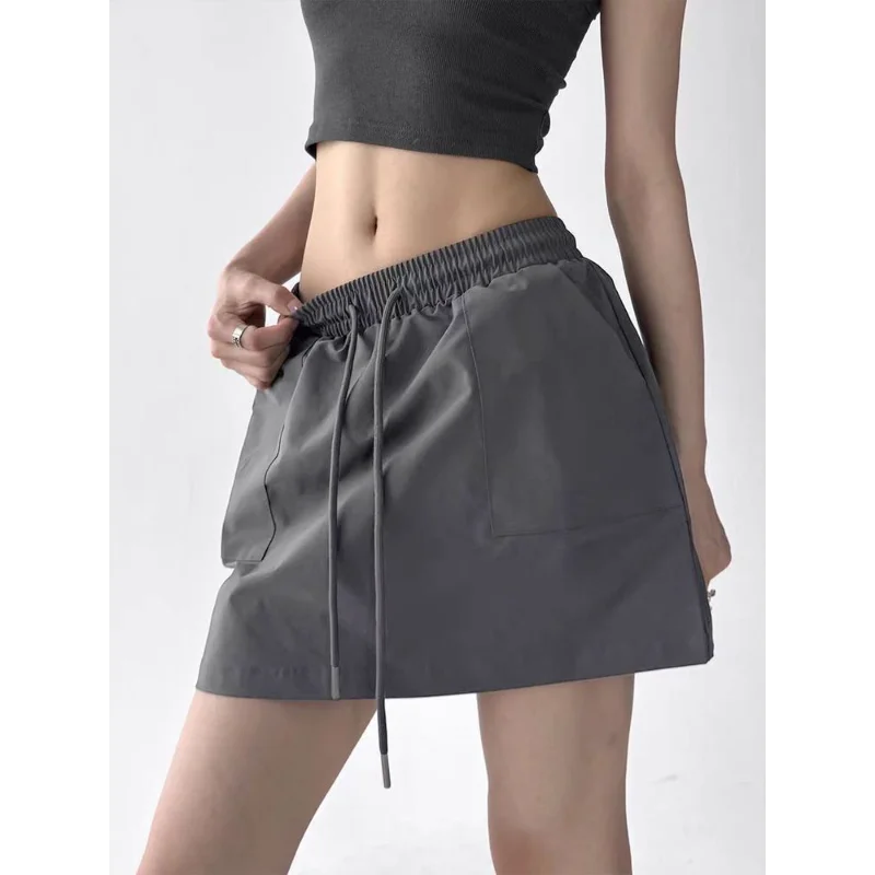 Sports casual high-waisted leg-lengthening skirt, casual, simple, loose and slim A-line skirt