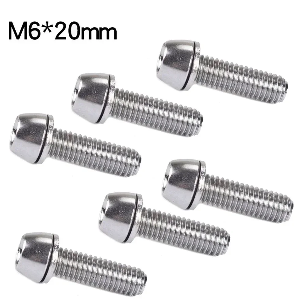 6Pcs Bicycle Handlebar Screws Stainless Steel M5/M6 MTB Bike Handle Bar Stem Screws Enhancement M5 Hexagon Bolt Screws